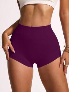 Slayform Quần short yoga cạp cao gợi cảm ôm sát vòng ba, co giãn, thích hợp cho tập luyện thể dục. - Màu đỏ tím - Xem 4