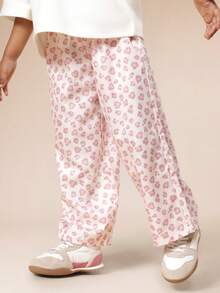 SUMWON Girls Jersey Bow Print T-Shirt And Matching Wide Leg Pants Coordinated Set For Casual Wear - Pink - View 4