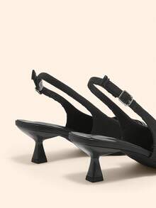 CUCCOO BASICS 女士尖头细高跟露跟鞋，咖啡色针织面料，舒适透气，优雅百搭，适合日常通勤和圣诞节穿着。 - 墨綠色 - 查看 8