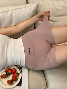 DAZY Women's Elastic Waist Letter Print Fitted Boyshort Underpants - Khaki - View 3