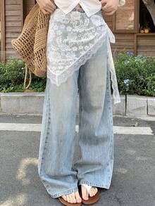 DAZY Women's Floral Lace Side Knot Fashionable Skirt - White - View 4