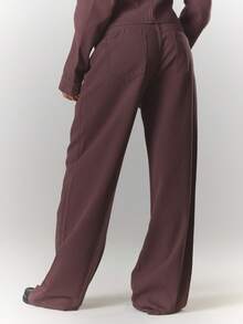 MUSERA 撞色缝线阔腿水洗系带牛仔裤，街头风可爱优雅休闲性感外出秋季太妃糖色时尚夏季 - 咖啡棕 - 查看 3