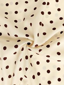 Easowa 女士波点印花圆领无袖休闲时尚连衣裙 - 黑與白 - 查看 6