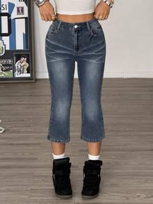 Muchica Women's Fashionable Casual 7/8 Length Jeans - Medium Wash - View 6