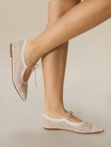 Styleloop Zapatos planos versátiles y casuales para uso diario con cordones trenzados - Albaricoque - Ver 7