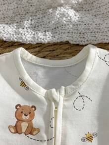 Loomiva Newborn Baby Girl Cartoon Bear Pattern Knitted Soft Round Neck Long Sleeve Romper - Multicolor - View 5