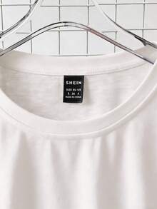 GlowEve Camiseta de verano de unicolor casual y versátil con ribete de encaje - Blanco - Ver 4