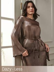 DAZY Bộ đồ dự tiệc thanh lịch dành cho nữ, gồm áo và chân váy (2 món). - màu nâu - Xem 1