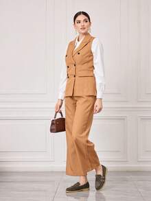 Sleekvia Women's Casual Round Toe Slip-On Soft Knit Upper Contrast Color Mary Jane Style Flat Shoes, Versatile For Vacation & Leisure Valentine's Day - Brown - View 6