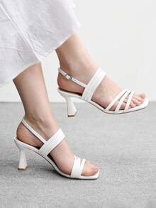 CUCCOO BIZCHIC Sandalias de tacón para mujer - Blanco - Ver 4
