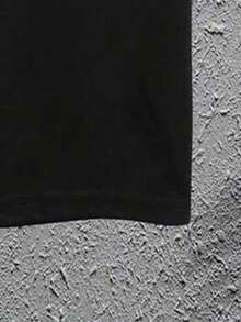 Aesthetic Post 男士撞色滚边圆领字母印花休闲背心，夏季 - 黑色 - 查看 3