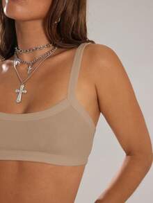 Denimoi 日常穿搭必备露脐上衣 露脐背心 叠穿时尚街头风性感露脐上衣 - 駝色 - 查看 2