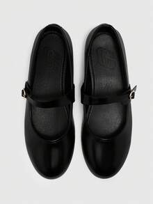 CUCCOO BIZCHIC Black Round Toe Mary Jane Shoes, Minimalist Retro High-End Strap Shoes Spring Shoes - Black - View 2
