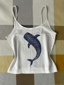 SHEIN Camiseta de tirantes con estampado de vida marina, de uso versátil y casual para el verano - Blanco - Ver 3