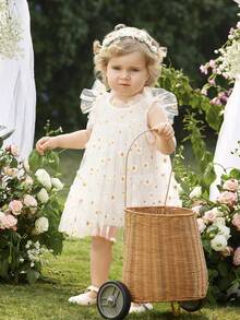 Đầm ngắn tay bằng vải lưới màu trắng thanh lịch dễ thương cho bé gái, thích hợp cho mùa hè. - trắng - Xem 8