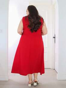 Pretty and Ole 女士优雅简约浪漫甜美日常穿着，适合办公室、婚礼、派对、音乐节、度假穿着，褶皱 A 字迷你连衣裙，红色，吊带背心 - 紅色 - 查看 3