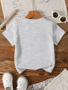 LOONEY TUNES X SHEIN 男童休闲卡通印花短袖T恤，夏季 - 白色 - 查看 2