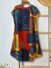 EMERY ROSE 大码女装夏季度假沙滩印花蝙蝠袖连衣裙，春季女装，复活节女装，外出装，度假装，碎花连衣裙，春季女装，度假装，春季连衣裙，拼接连衣裙，图案连衣裙，束腰连衣裙，印花连衣裙，夏季连衣裙，日式连衣裙，丝绸连衣裙，图案女装，休闲连衣裙，夏季新款女装，休闲女装，100% 女装，女装缝纫图样，女装夏季连衣裙，女装连衣裙批发，Zanzea 女装 - 彩色 - 查看 2