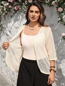 EMERY ROSE 大码纯色轻薄休闲外套，春夏款 - 杏色 - 查看 4