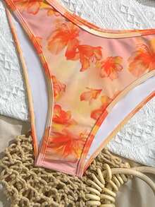 SHEIN Bộ bikini 3 món mùa hè cho bé gái và thiếu niên, áo thun in hoa màu cam và đồ bơi, thích hợp cho bãi biển và kỳ nghỉ theo phong cách Bohemian. - Nhiều màu - Xem 5