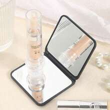 1pc Small Portable Handheld Folding Makeup Mirror For Women, Double-Sided Mirror For Dorm Room, School, Travel, Home Use Best Gifts Birthday Graduation Home Decor Back To School Room Decor School Supplies - Black - View 5