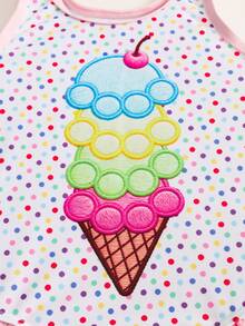 SHEIN Emery Rose Kids 小女孩夏季度假沙滩波点冰淇淋刺绣连体泳衣，女童冰淇淋印花可爱连体泳衣，小女孩冰淇淋泳装，连体泳衣套装，女童配套泳衣，配套泳装，花卉印花蝴蝶结沙滩连体泳衣，花卉图案蝴蝶结连体泳衣，可爱沙滩套装，花卉蝴蝶结小女孩连体泳衣 - 淺粉色 - 查看 7