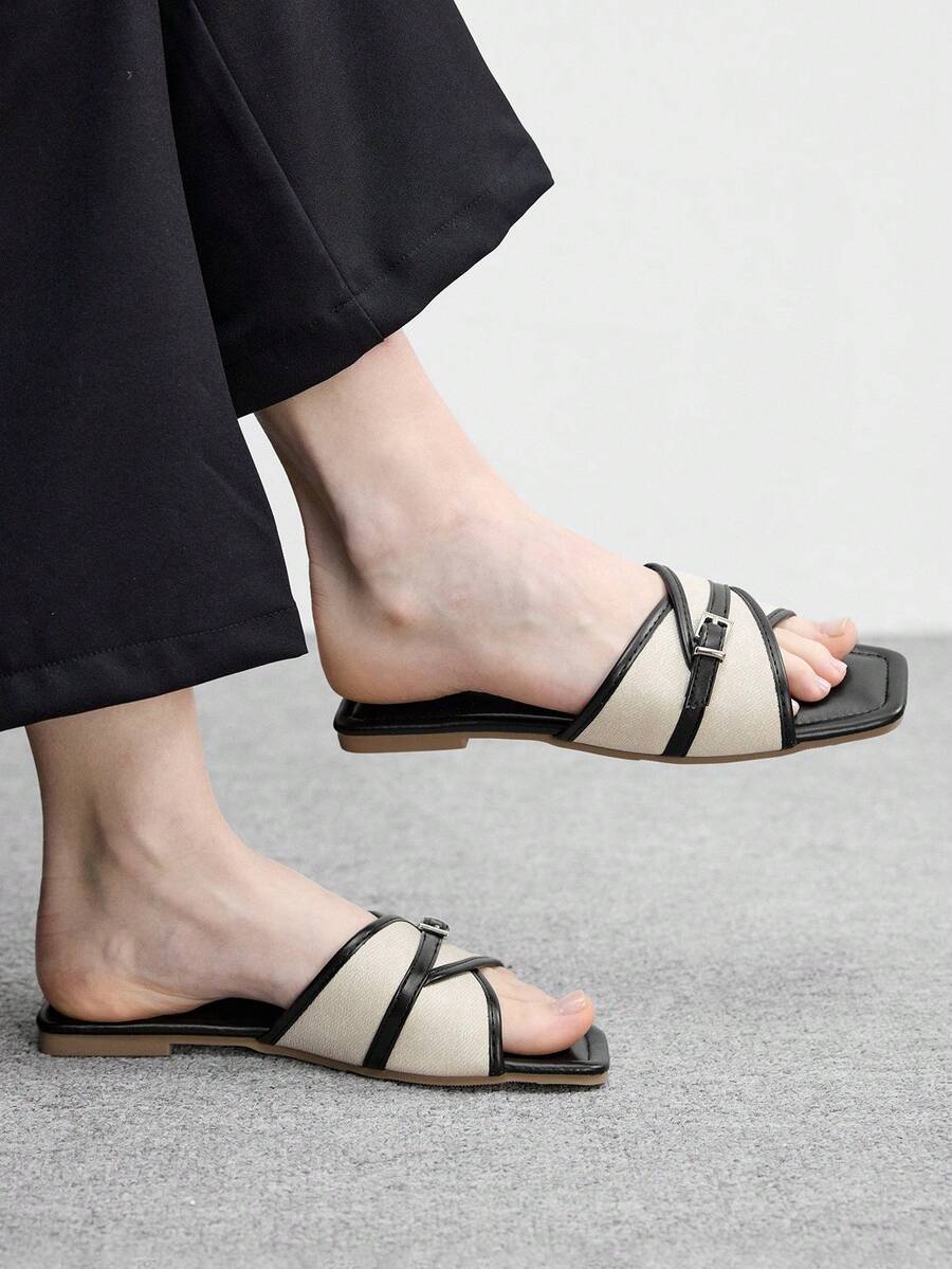 CUCCOO BIZCHIC Simple And Versatile Temperament Comfortable Fashion Generous Commuter Vacation Beach Flat Sandals - Apricot - View 1