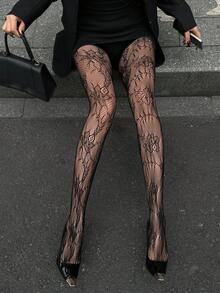 DAZY Women's Everyday Lace Leggings - Black - View 4