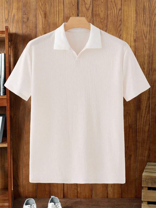 HIMLAND Camisa polo de manga corta de unicolor casual para hombre