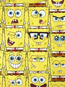 SpongeBob SquarePants | SHEIN 男婴圆领印花休闲日常短袖上衣 - 白色 - 查看 4