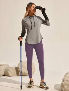 Exploreva Women's Purple Autumn Athletic Trail Ride Leggings,Outdoor High-Stretch Soft-Touch Thermal Lined Skinny Pants For Camping,Hiking,Commuting Pocket - Purple - View 3