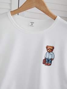 Men's Casual Bear Print Plaid Short Sleeve Top And Elastic Waist Pants 2 Pieces Loungewear Set, Spring/Summer - Multicolor - View 8