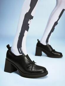 Sugerpunk Mẫu sandal cao gót mũi tròn đơn giản, thắt nơ, thời trang mới năm 2025 dành cho nữ. - màu đen - Xem 1