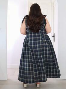 Pretty and Ole Váy dài thắt nơ nâu cổ điển cỡ lớn - Nhiều màu - Xem 2