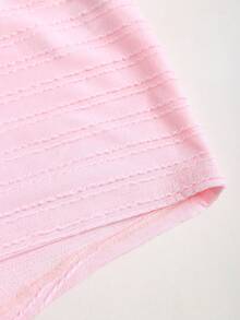 Sweetra 女士粉色纹理高弹低腰修身蝴蝶结超短裤，性感甜美少女沙滩度假风 - 粉色 - 查看 6