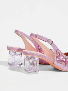 CUCCOO TILAWA Tacones altos de cristal con puntera puntiaguda y rhinestones rosas, adecuados para salidas, banquetes, fiestas y otros eventos - Rosa - Ver 4