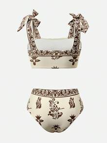 Swim Oasis 女士夏季沙滩印花休闲比基尼泳装套装（含裙子） - 彩色 - 查看 4