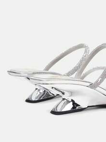 CUCCOO HITCHD Women's Elegant Square Toe High Heel Sandals, Summer - Silver - View 5
