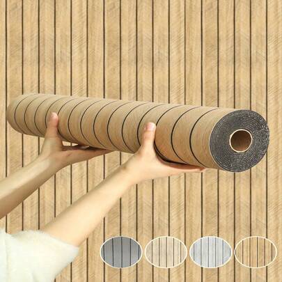 1 Tấm Giấy Dán Tường Vinyl Vân Gỗ Dày 15.7in X 118in/13 Sq Ft, Chống Thấm Nước, Tự Dính, Hình Gạch Sọc Cho Nhà Bếp, Phòng Khách, Văn Phòng Và Phòng Ngủ (Xám Và Nâu) Trang Trí Nghệ Thuật Tường, Trang Trí Nhà Cửa, Giấy Dán Tường Phòng Khách, Decal Dán Tường, Trang Trí Tiệc, Trang Trí Phòng Ngủ Văn Phòng, Trang Trí Nhà Cửa, Trang Trí Phòng Tắm, Trang Trí Phòng