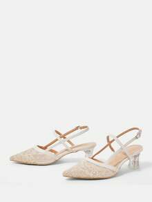 CUCCOO HITCHD Tacones altos de mujer con diseño de hebilla y punta afilada, versátiles para uso diario - Albaricoque - Ver 9