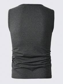 Manfinity Homme Men's Letter Embossed Casual Versatile Tank Top - Dark Grey - View 2