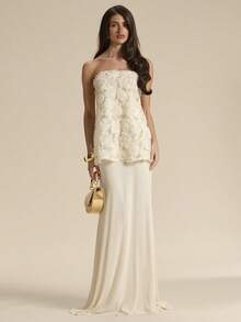 SHEIN BAE Đầm dệt kim màu mơ, đầm không tay thanh lịch thích hợp cho kỳ nghỉ, đi biển, làm phù dâu, dự đám cưới, mùa xuân/hè. - Màu be - Xem 3