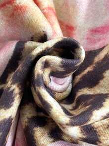 Travachic KIDS Tween Girl Elegant Knit Floral & Leopard Print Asymmetric-Shoulder Fitted Dress - Multicolor - View 4