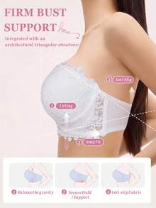 DesireSculpt 1pc Women's Sexy Lace Underwire Front Closure Push-Up Bra, White - White - View 7