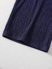 Tween Girls' Textured Camisole With Lace Trim & Straight Leg Pants Set, Knit Textured Outfit, Navy Blue,Kids - Royal Blue - View 5