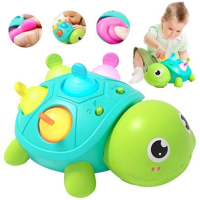 MINKOJA 婴儿玩具，音乐乌龟婴儿玩具，带音乐和灯光的感官玩具，适合婴儿爬行和学步的玩具，带灯光和声音的益智玩具，完美的圣诞节和万圣节新生儿礼物