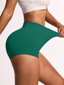 Slayform Yoga Shorts Sexy High Waist Booty Stretch Workout Exercise Hot Shorts - Army Green - View 6