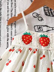 SHEIN Young Girl Woven Solid Color Cherry Pattern Casual Camisole Dress Summer Outfits Summer Outfits Summer Dresses Prom Dresses Beach Dress Sundress Kids Summer White Cherry Print Midi Dress With Crochet Strawberry Details Cherry Dress Kids Strawberry Dress Kids Sundress For Kids Kids Sun Dresses Kids Dress Girls White Dress With Red Flowers Embroidered Floral Little Girl Dress Girls Summer Clothes Strawberry Dress For Girls Flower Skirt Kids - Apricot - View 8