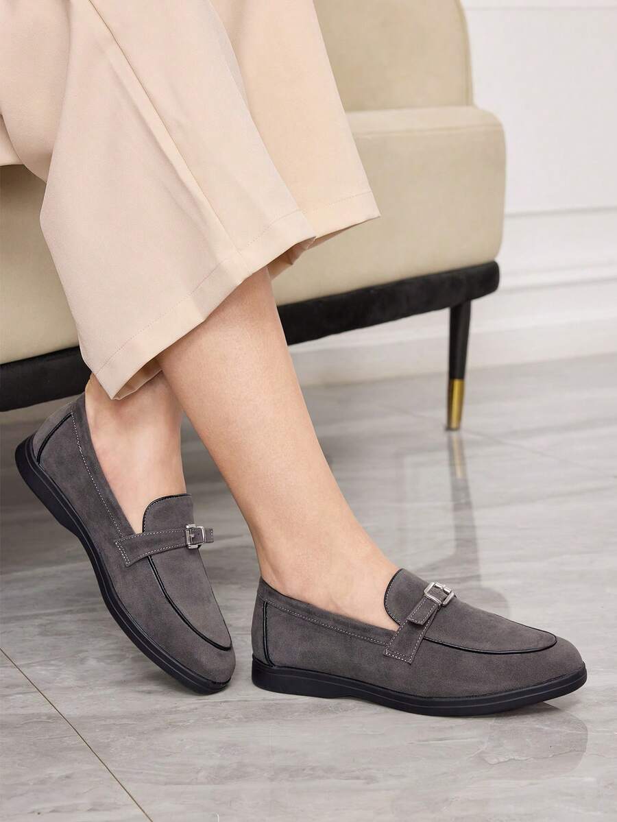 Sleekvia Casual Versatile Commuting Fringe Decor Flat Loafers - Grey - View 1