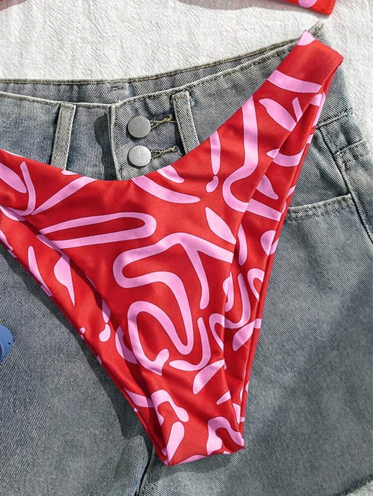 Swim Vcay Dames bikini set met bladprint - Roze - Bekijken 6